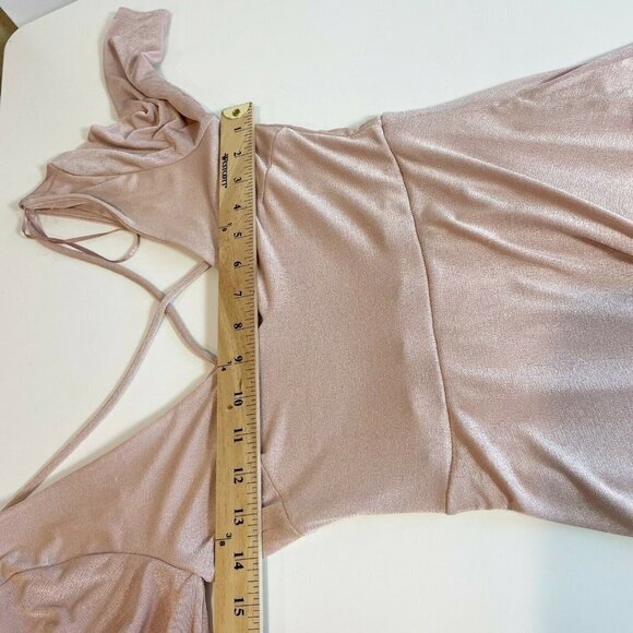 ASTR Womens The Label Shine V-Neck Cross Back Midi Dress Pink Small 3/4 Sleeves - Picture 6 of 7